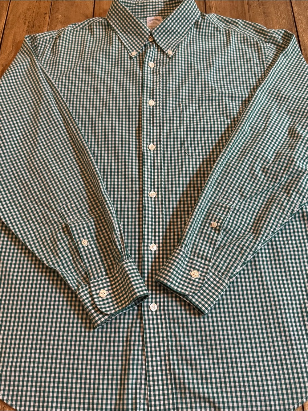 Brooks Brothers 1818 Regent Green Gingham Button-Up XL